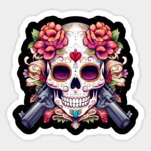 skull with guns Sticker